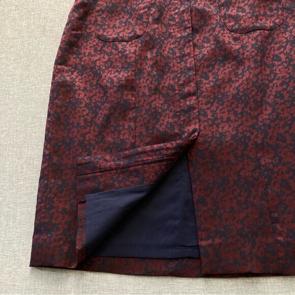 Libby London Chester Jacquard Skirt Career Pencil Navy Burgundy UK 12 US 8 - Picture 5 of 11
